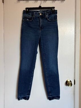 Good American Cropped Skinny Jeans Size 8 High Rise Stretch Denim